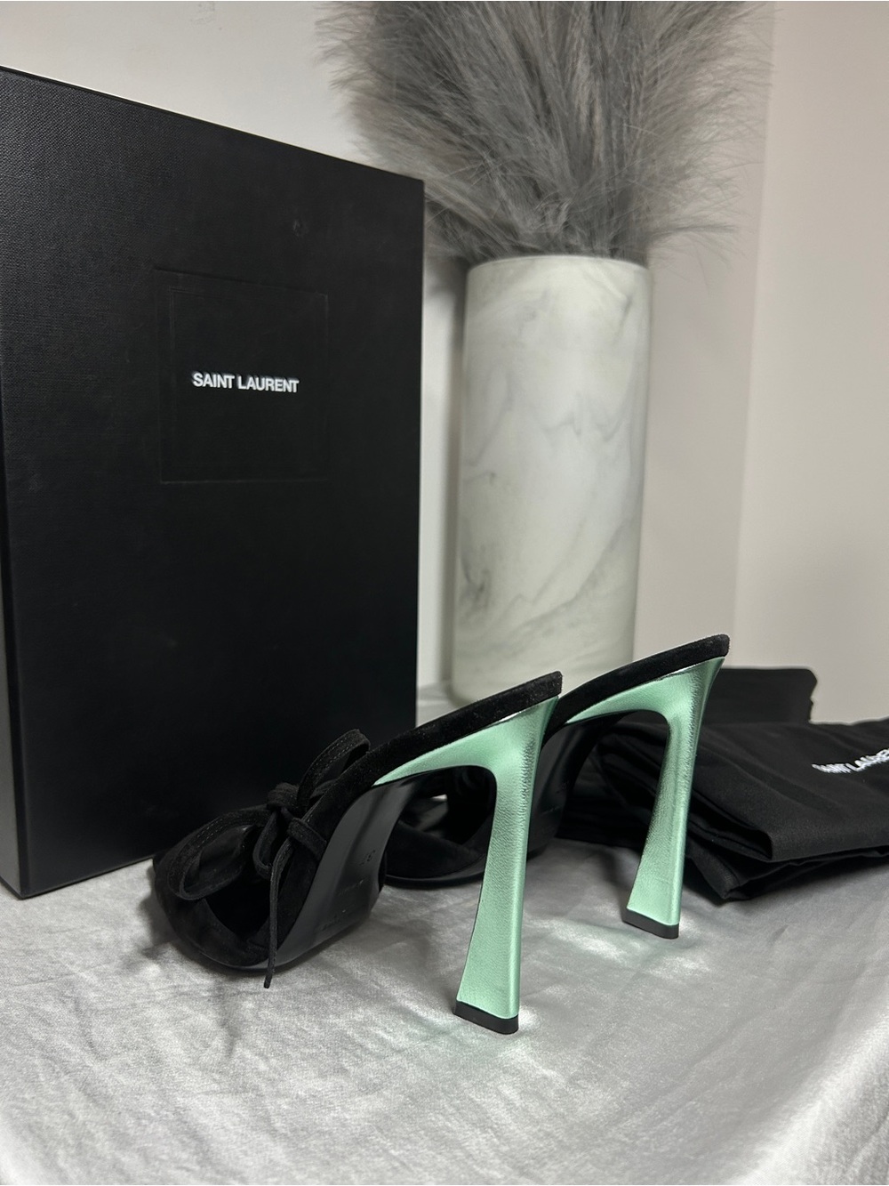 Saint Laurent Black Suede Vitti Wrap Around Sandal - Picture 5 of 8